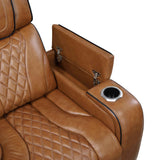 Apex Brown Leather Power Double Reclining Sofa by Homelegance at Eve Furniture