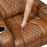 Apex Brown Leather Power Double Reclining Sofa by Homelegance at Eve Furniture