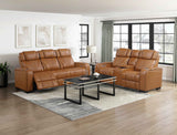 Apex Brown Leather Power Double Reclining Sofa by Homelegance at Eve Furniture