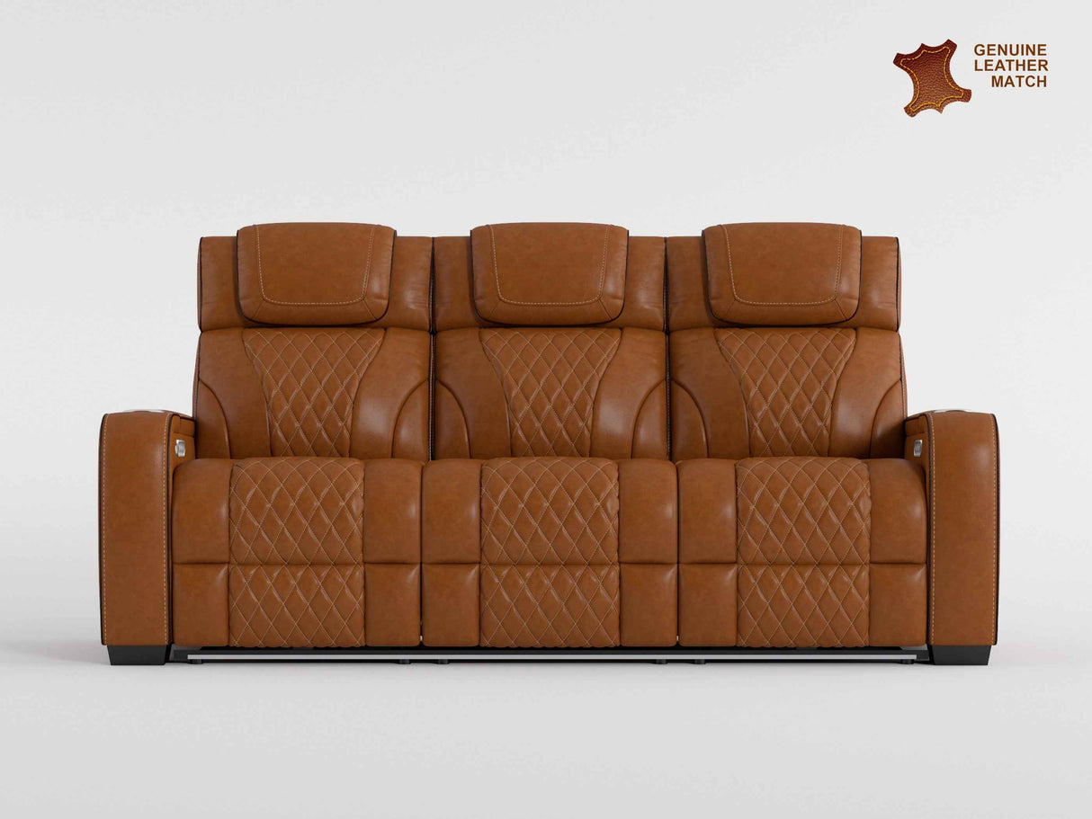 Apex Brown Leather Power Double Reclining Sofa by Homelegance at Eve Furniture