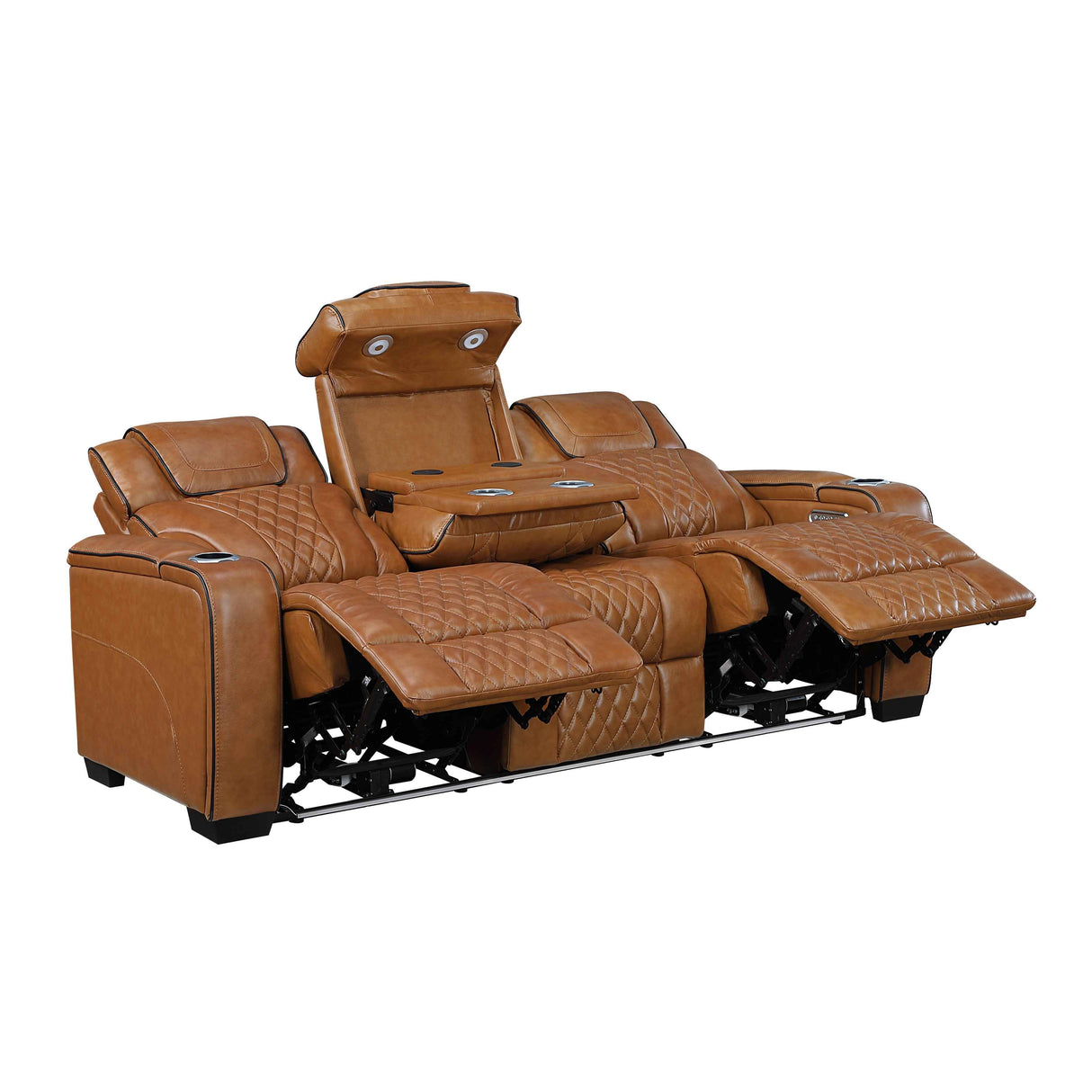 Apex Brown Leather Power Double Reclining Sofa by Homelegance at Eve Furniture