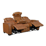 Apex Brown Leather Power Double Reclining Sofa by Homelegance at Eve Furniture