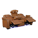 Apex Brown Leather Power Double Reclining Sofa by Homelegance at Eve Furniture