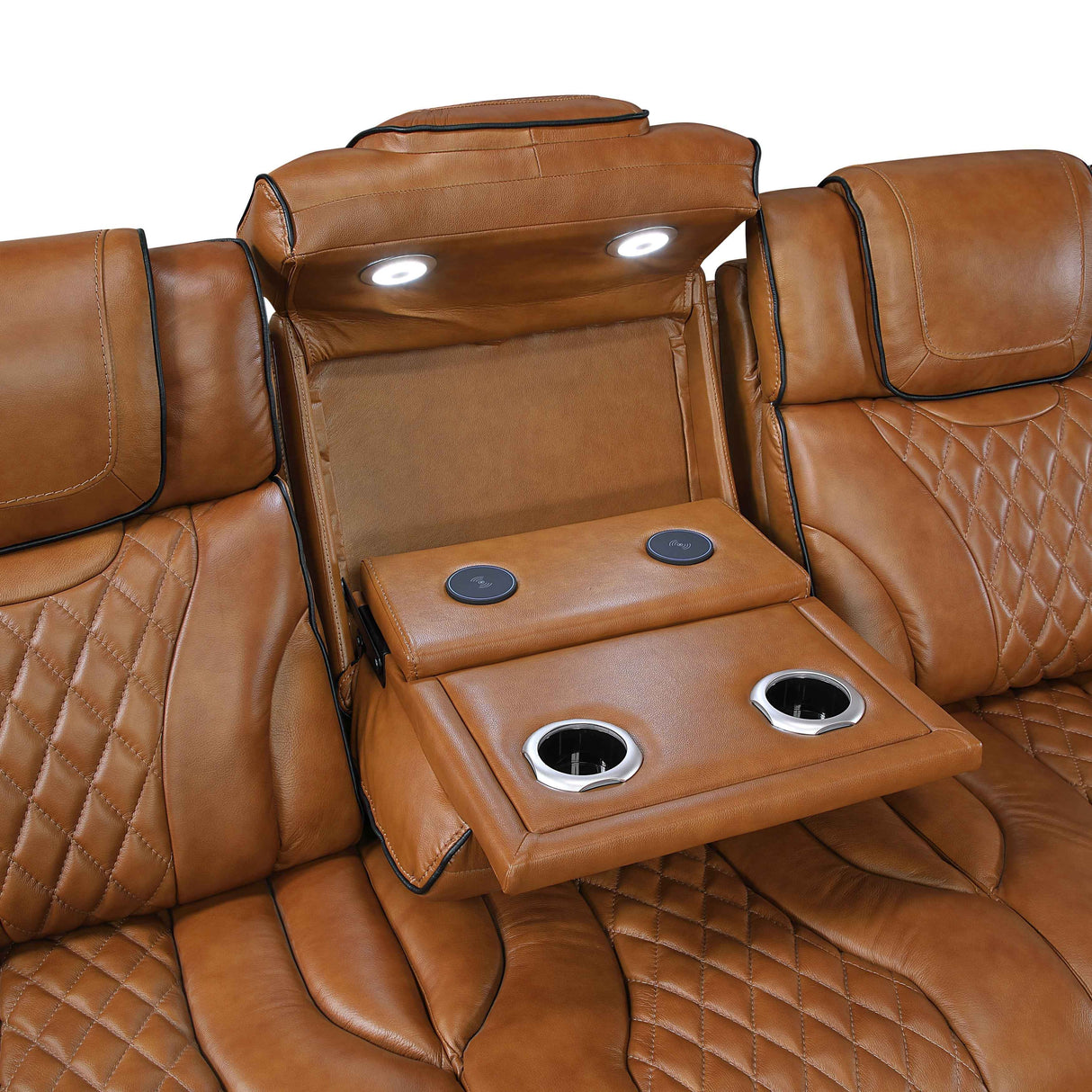 Apex Brown Leather Power Double Reclining Sofa by Homelegance at Eve Furniture