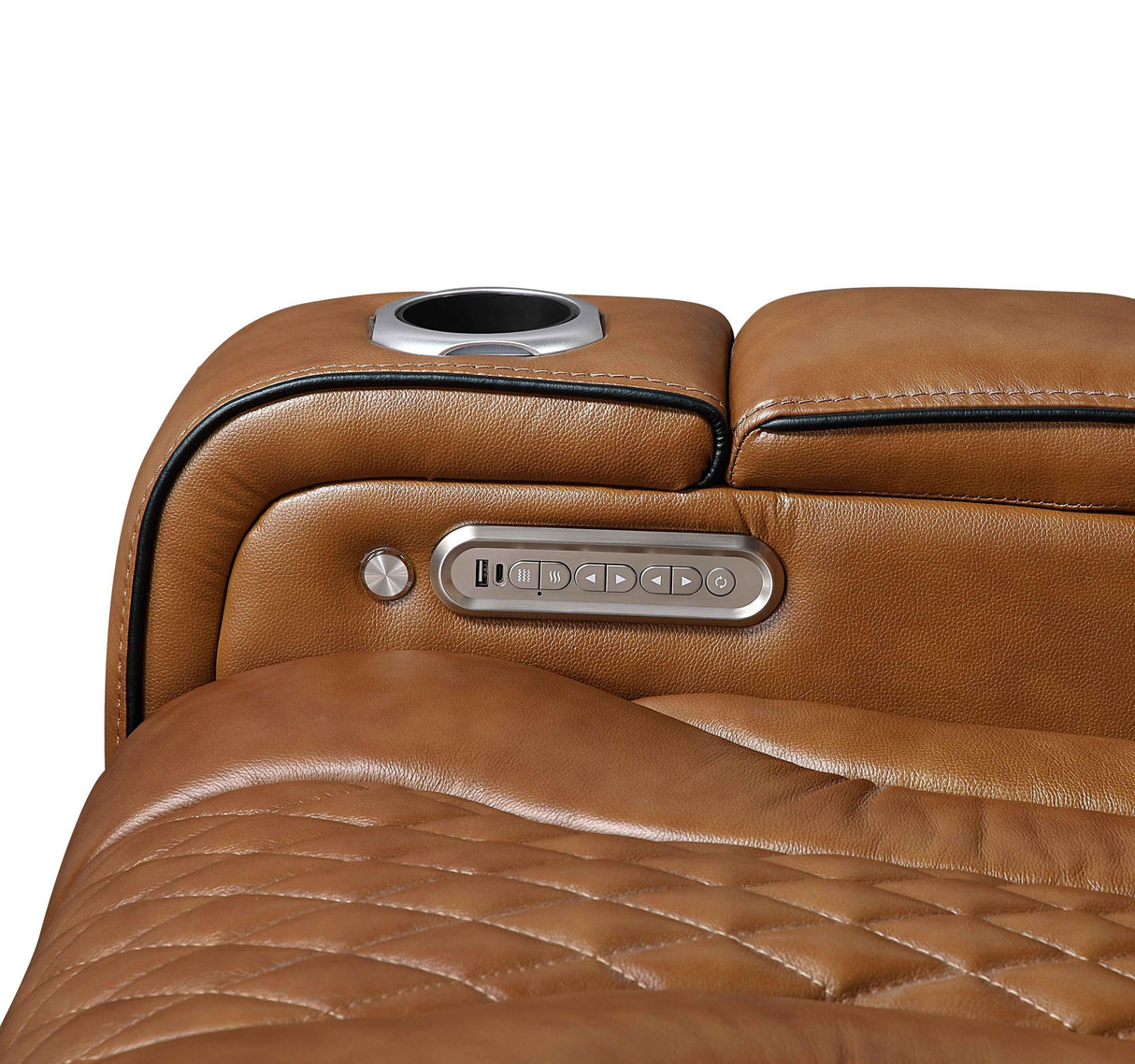 Apex Brown Leather Power Double Reclining Sofa by Homelegance at Eve Furniture