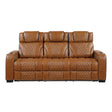 Apex Brown Leather Power Double Reclining Sofa by Homelegance at Eve Furniture