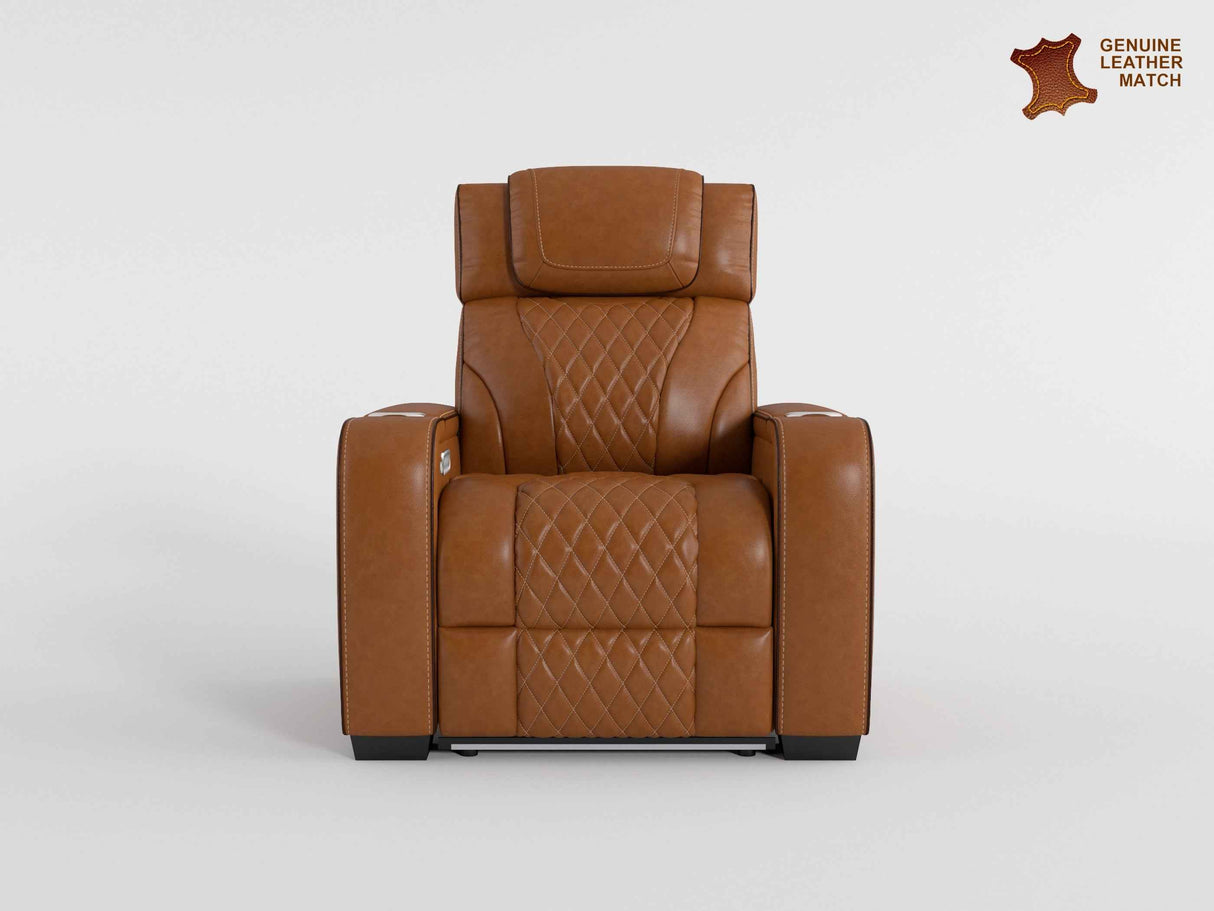 Apex Brown Leather Power Reclining Chair by Homelegance at Eve Furniture