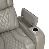 Apex Gray Leather Power Double Reclining Loveseat by Homelegance at Eve Furniture