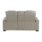 Apex Gray Leather Power Double Reclining Loveseat by Homelegance at Eve Furniture