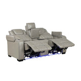 Apex Gray Leather Power Double Reclining Loveseat by Homelegance at Eve Furniture