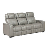 Apex Gray Leather Power Double Reclining Sofa by Homelegance at Eve Furniture