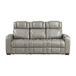 Apex Gray Leather Power Double Reclining Sofa by Homelegance at Eve Furniture