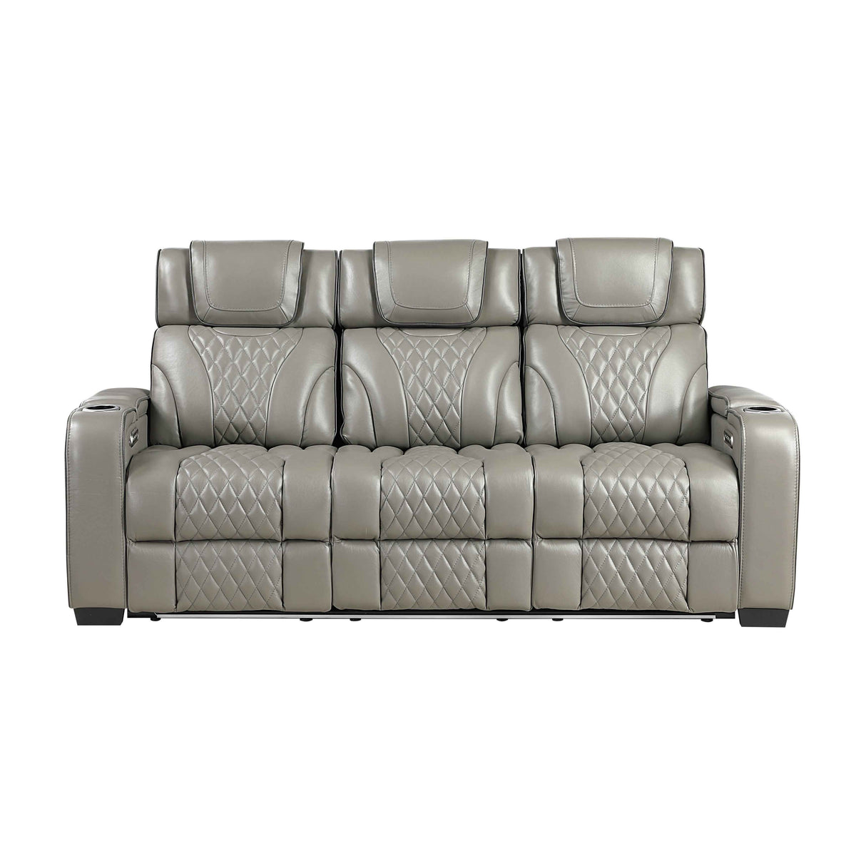 Apex Gray Leather Power Double Reclining Sofa by Homelegance at Eve Furniture