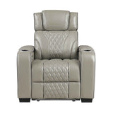Apex Gray Leather Power Reclining Chair by Homelegance at Eve Furniture