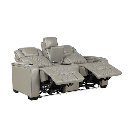 Apex Gray Leather Power Reclining Living Room Set by Homelegance at Eve Furniture