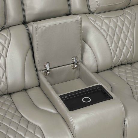 Apex Gray Leather Power Reclining Living Room Set by Homelegance at Eve Furniture