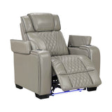 Apex Gray Leather Power Reclining Living Room Set by Homelegance at Eve Furniture