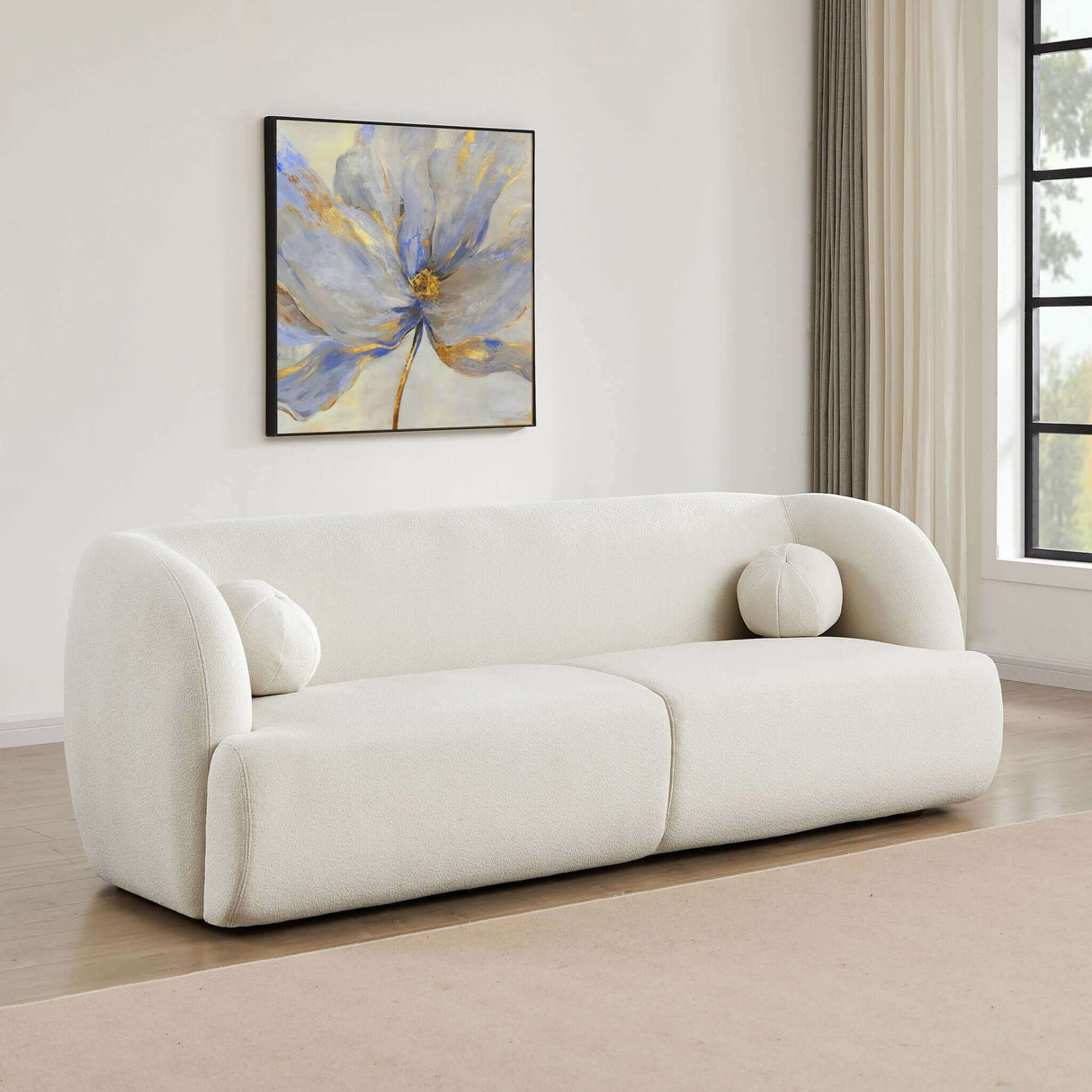 Anna French Ivory Boucle Sofa by Ashcroft Imports at Eve Furniture