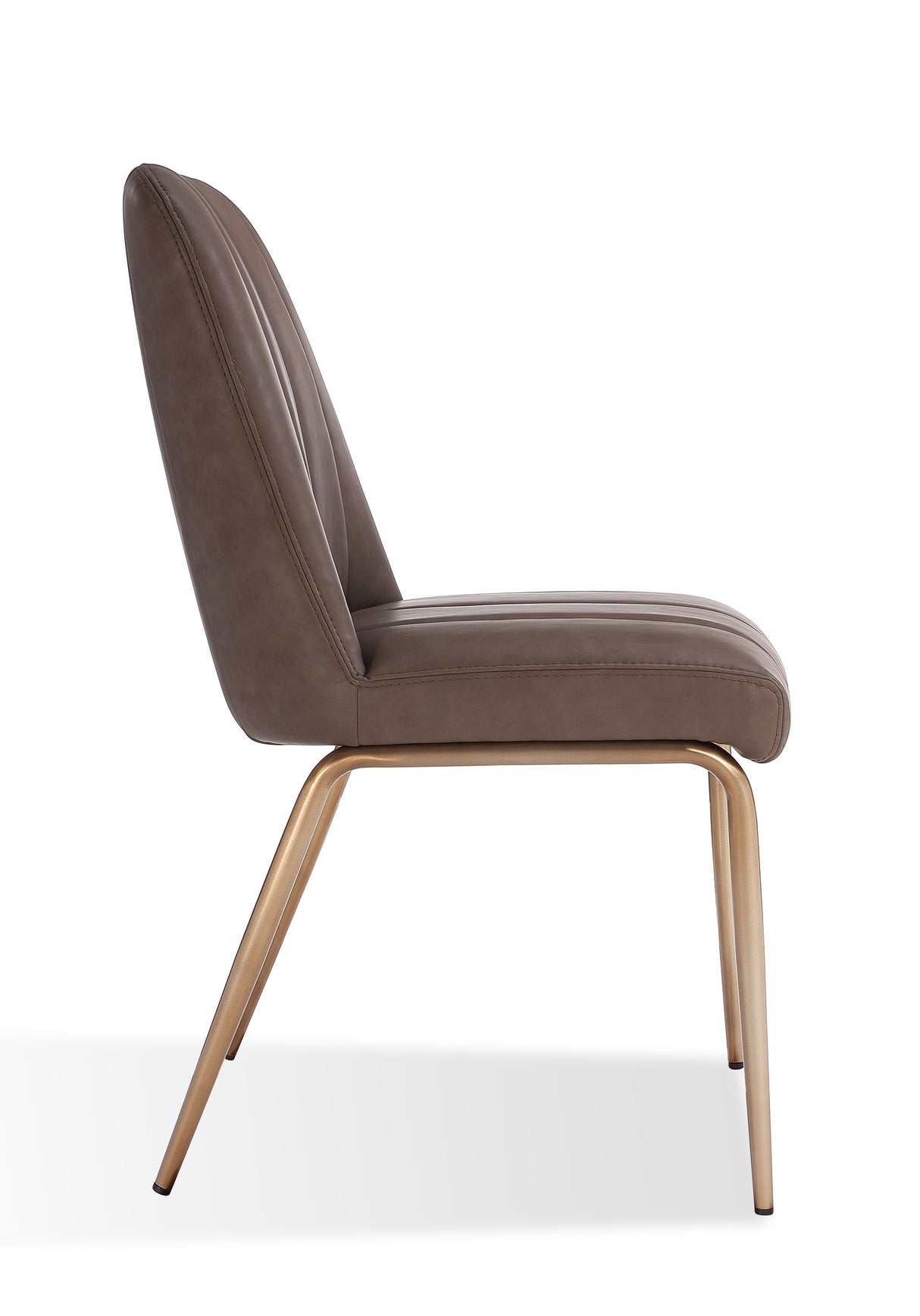 Apollo Upholstered Dining Chair in Cinnamon Synthetic Leather and Brushed Bronze Metal (Set of 2) by Modus Furniture at Eve Furniture