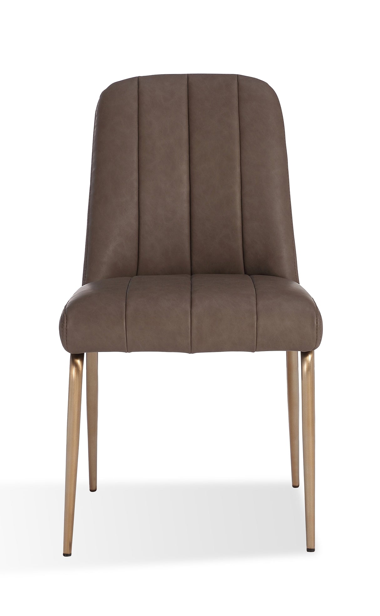 Apollo Upholstered Dining Chair in Cinnamon Synthetic Leather and Brushed Bronze Metal (Set of 2) by Modus Furniture at Eve Furniture