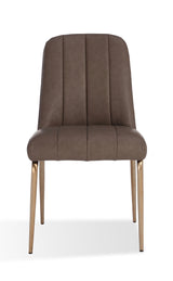 Apollo Upholstered Dining Chair in Cinnamon Synthetic Leather and Brushed Bronze Metal (Set of 2) by Modus Furniture at Eve Furniture