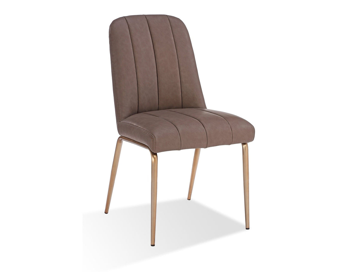 Apollo Upholstered Dining Chair in Cinnamon Synthetic Leather and Brushed Bronze Metal (Set of 2) by Modus Furniture at Eve Furniture