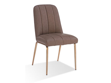 Apollo Upholstered Dining Chair in Cinnamon Synthetic Leather and Brushed Bronze Metal (Set of 2) by Modus Furniture at Eve Furniture