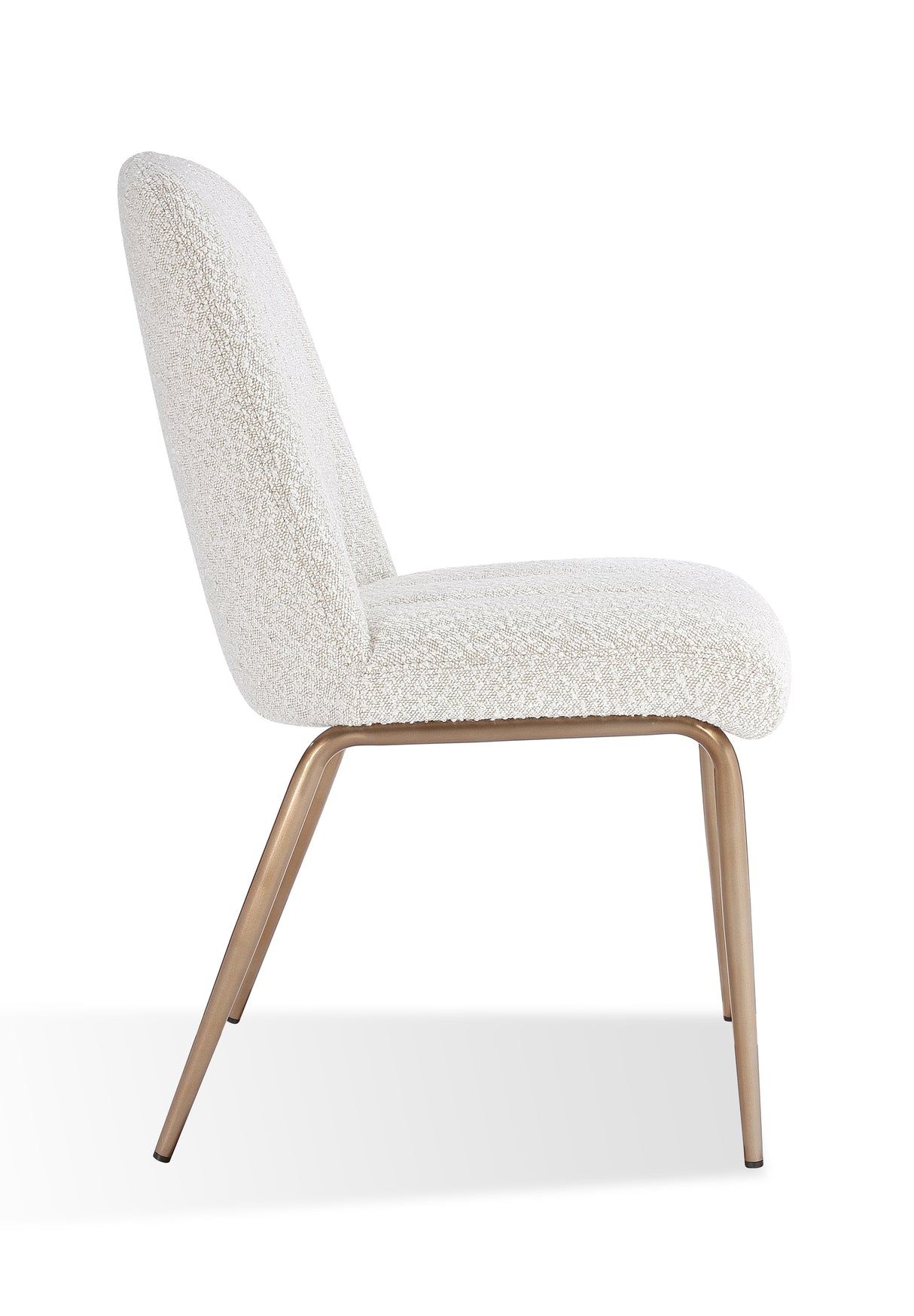Apollo Upholstered Dining Chair in Ricotta Boucle and Brushed Bronze Metal (Set of 2) by Modus Furniture at Eve Furniture