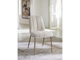Apollo Upholstered Dining Chair in Ricotta Boucle and Brushed Bronze Metal (Set of 2) by Modus Furniture at Eve Furniture