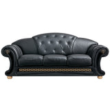 Apolo Black Italian Leather Loveseat