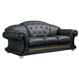 Apolo Black Italian Leather Loveseat