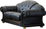 Apolo Black Italian Leather Loveseat