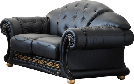 Apolo Black Italian Leather Loveseat by ESF Furniture at Eve Furniture