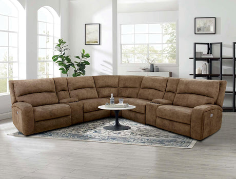 Apostolos Brown 7-Piece Power Reclining Sectional by Furniture of America at Eve Furniture
