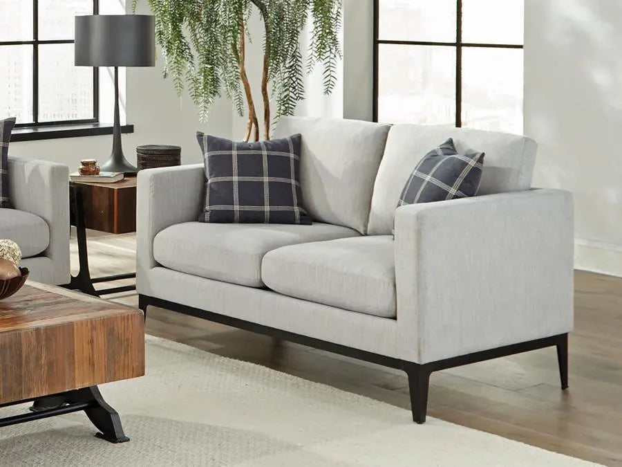 Apperson Light Gray Cushioned Back Loveseat by Coaster at Eve Furniture