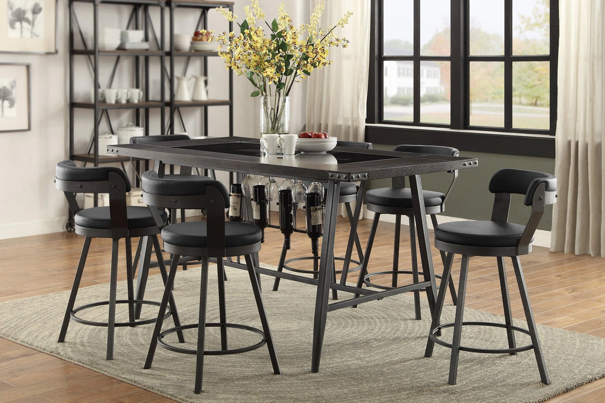 Appert Black/Dark Gray Swivel Counter Chair, Set of 2 by Homelegance at Eve Furniture