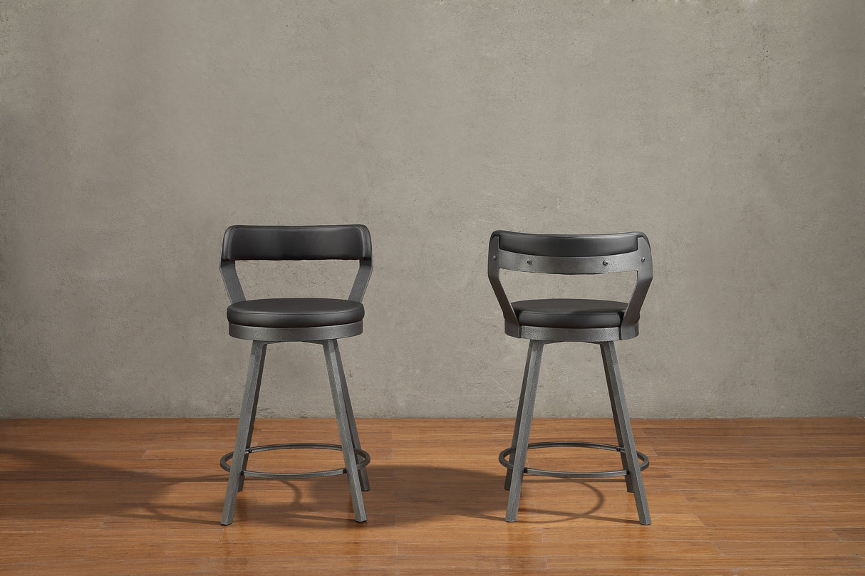 Appert Black/Dark Gray Swivel Pub Height Chair, Set of 2 by Homelegance at Eve Furniture