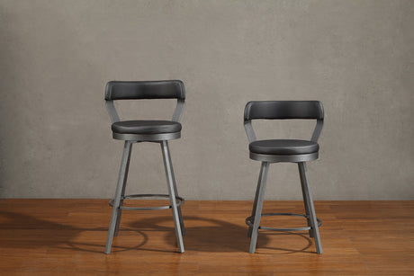 Appert Black/Dark Gray Swivel Pub Height Chair, Set of 2 by Homelegance at Eve Furniture