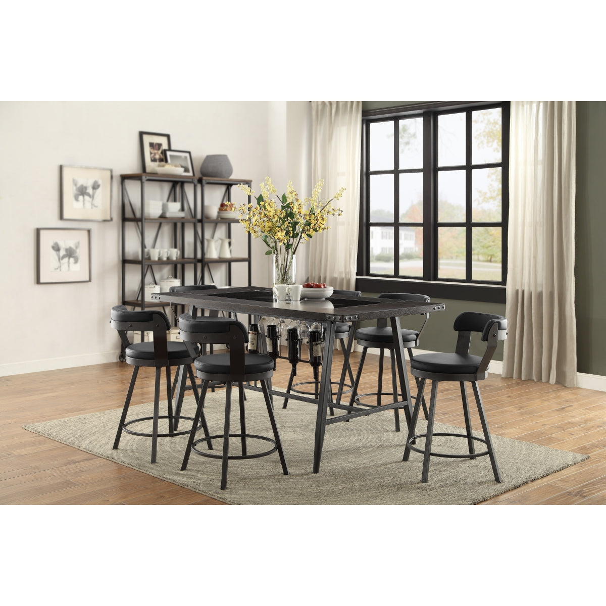 Appert Black/Dark Gray Swivel Pub Height Chair, Set of 2 by Homelegance at Eve Furniture