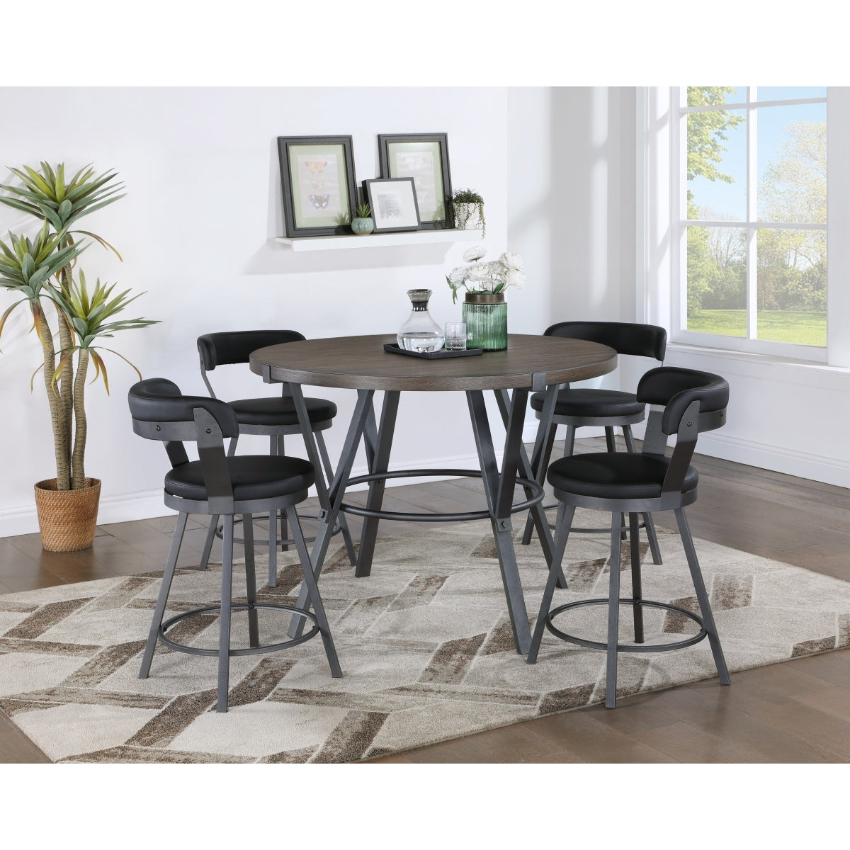 Appert Black/Dark Gray Swivel Pub Height Chair, Set of 2 by Homelegance at Eve Furniture