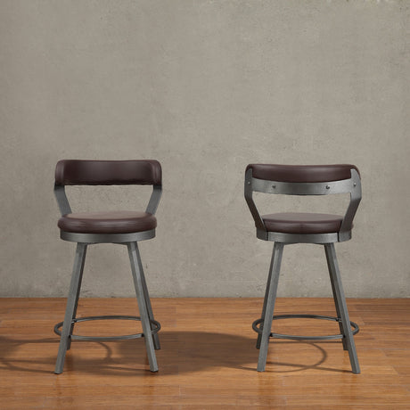 Appert Brown/Dark Gray Swivel Counter Height Chair, Set of 2 by Homelegance at Eve Furniture