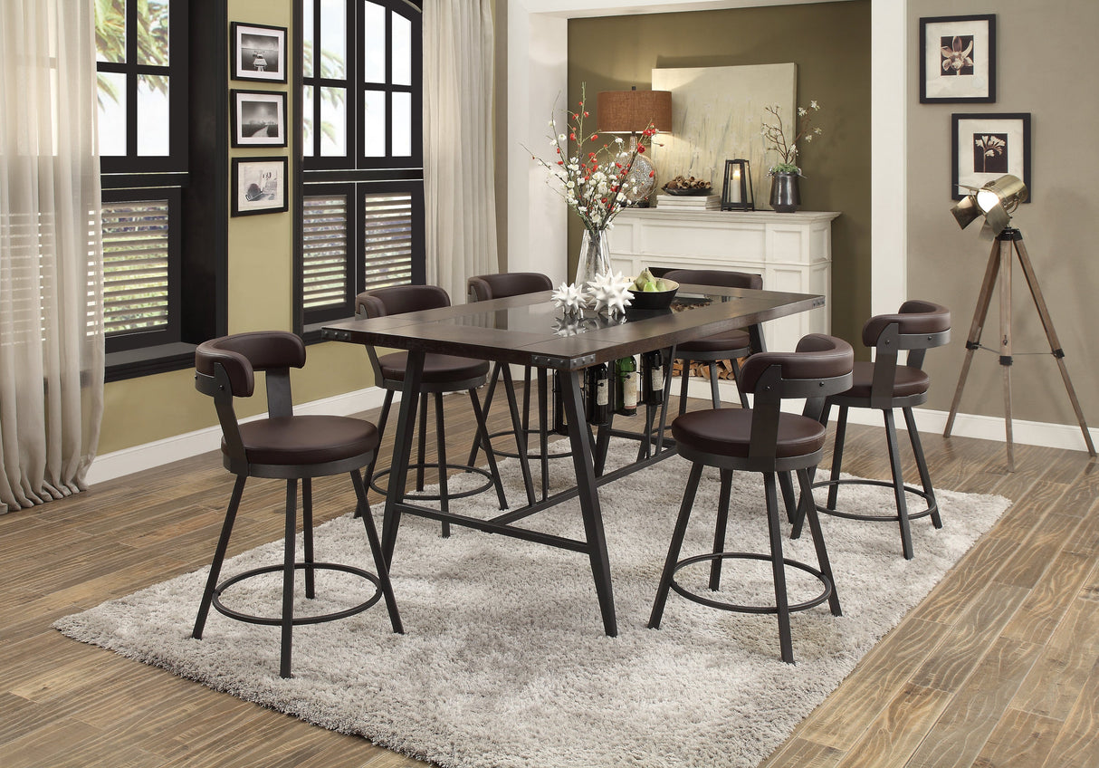 Appert Brown/Dark Gray Swivel Counter Height Chair, Set of 2 by Homelegance at Eve Furniture