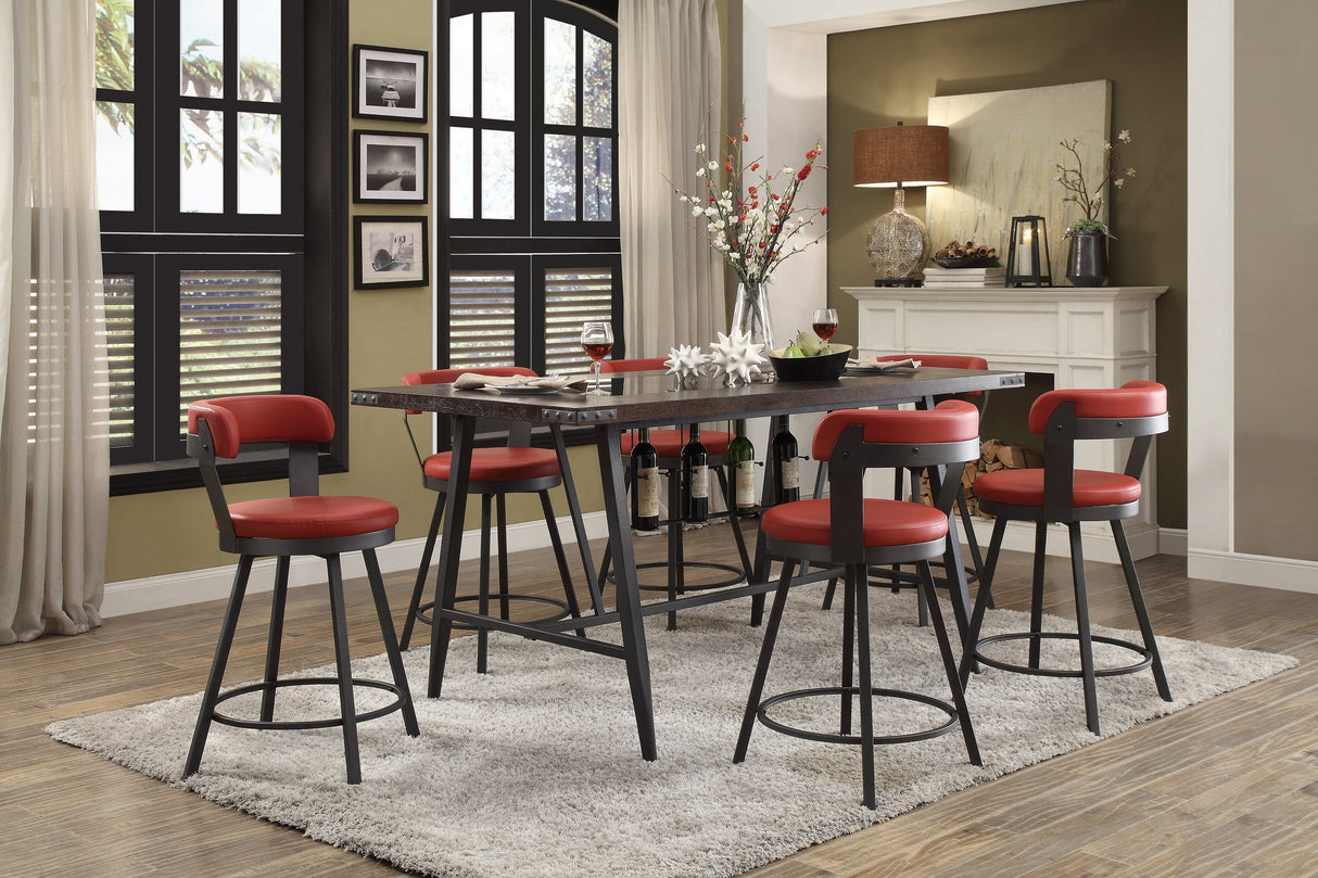 Appert Red/Dark Gray Swivel Counter Height Chair, Set of 2 by Homelegance at Eve Furniture