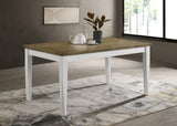 Appleton Rectangular Wood Dining Table Brown Brushed and White