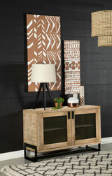 April White Washed/Black 2-Door Accent Cabinet