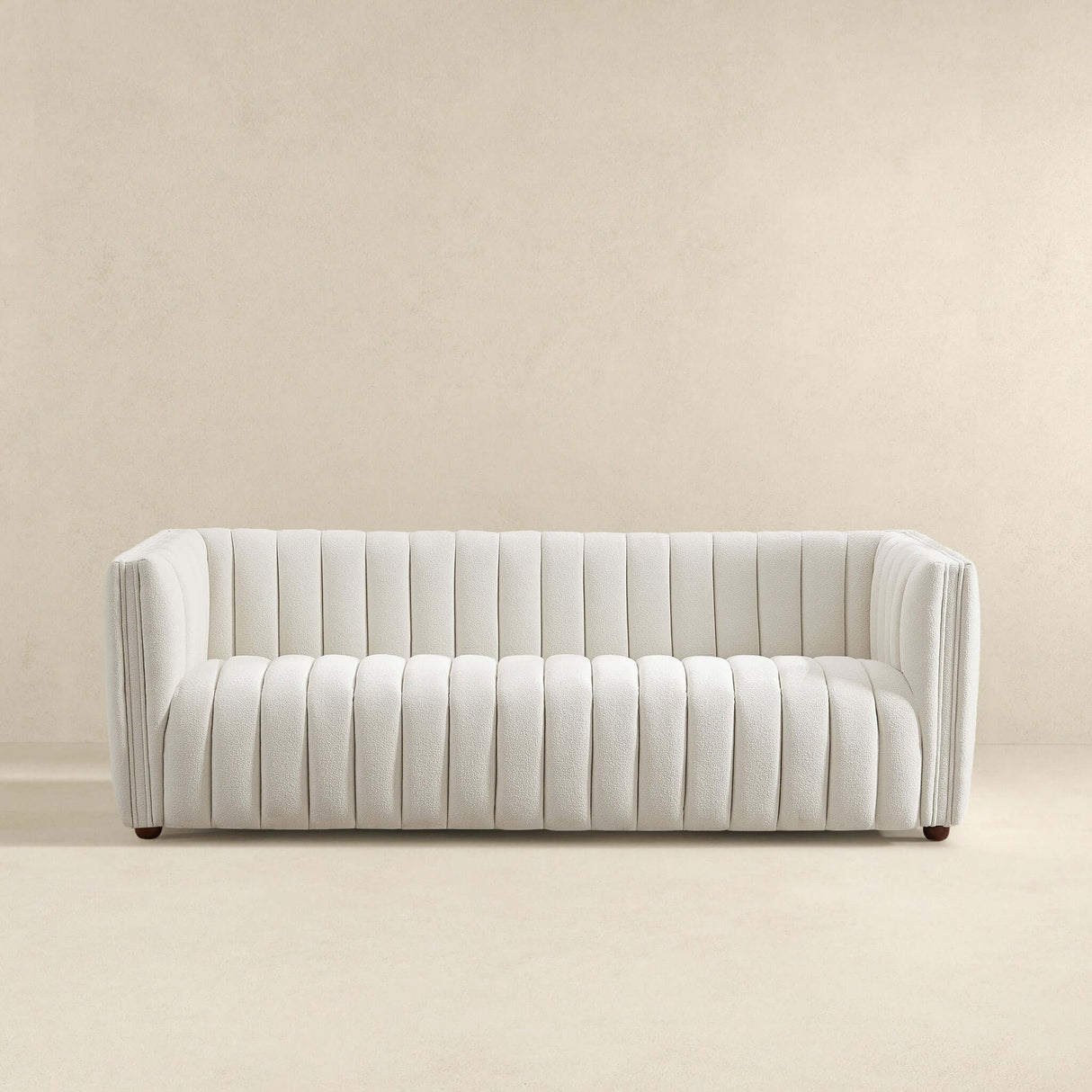 April Mid Century Modern Luxury Tight Back Beige Boucle Couch by Ashcroft Furniture at Eve Furniture