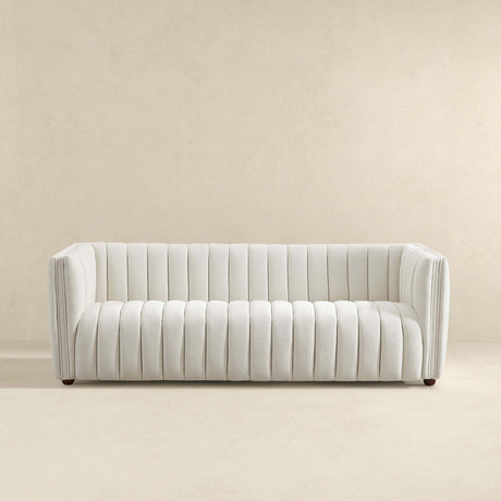 April Mid Century Modern Luxury Tight Back Beige Boucle Couch by Ashcroft Furniture at Eve Furniture