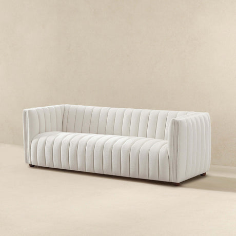 April Mid Century Modern Luxury Tight Back Beige Boucle Couch by Ashcroft Furniture at Eve Furniture