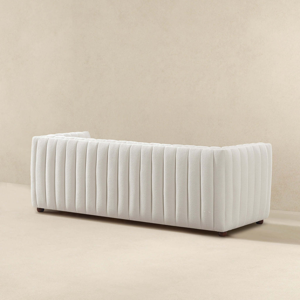 April Mid Century Modern Luxury Tight Back Beige Boucle Couch by Ashcroft Furniture at Eve Furniture