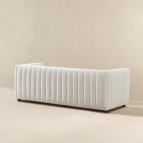 April Mid Century Modern Luxury Tight Back Beige Boucle Couch by Ashcroft Furniture at Eve Furniture